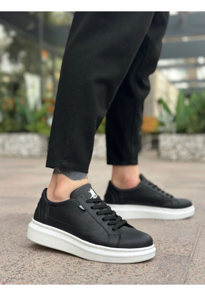 BA0423 BOA Kalın Yüksek Taban Siyah Bağcıklı Spor Erkek Ayakkabı