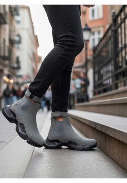 BA0444 Bağcıksız Rahat Yüksek Taban Füme Erkek Spor Yarım Bilek Bot