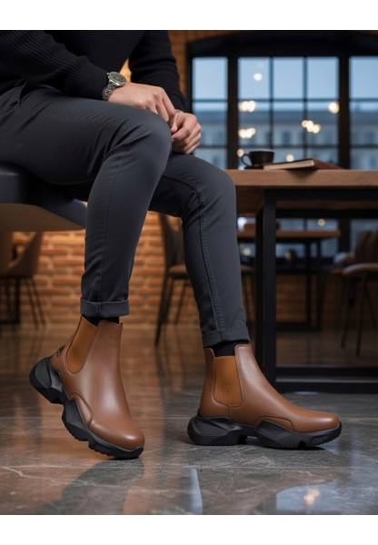 BA0444 Bağcıksız Rahat Yüksek Taban Taba Erkek Spor Yarım Bilek Bot