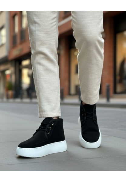 BA0550 İçi Kürklü Bağcıklı Siyah Erkek Tarz Spor Bot