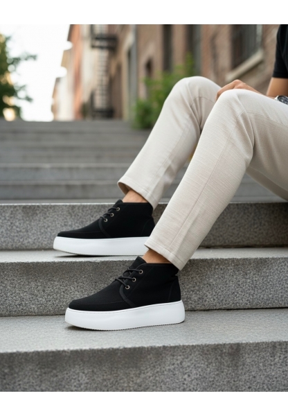 BA0550 İçi Kürklü Bağcıklı Siyah Erkek Tarz Spor Bot