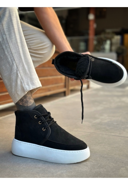 BA0550 İçi Kürklü Bağcıklı Siyah Erkek Tarz Spor Bot