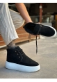 BA0550 İçi Kürklü Bağcıklı Siyah Erkek Tarz Spor Bot