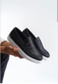 BA0580 Bağcıksız Kuşaklı Yüksek Siyah Beyaz Taban Erkek Ayakkabı