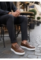 BA0580 Bağcıksız Kuşaklı Yüksek Taban Taba Cilt Erkek Ayakkabı