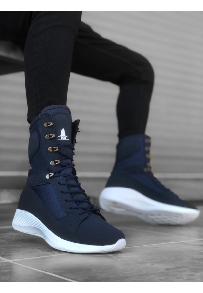 BA0600 Bağcıklı Lacivert Yüksek Taban Boksör Unisex Spor Postal Bot