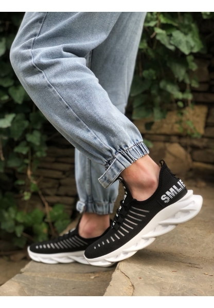 BA0602 Phantom Yüksek Taban Tarz Sneakers Siyah Beyaz Erkek Spor Ayakkabısı