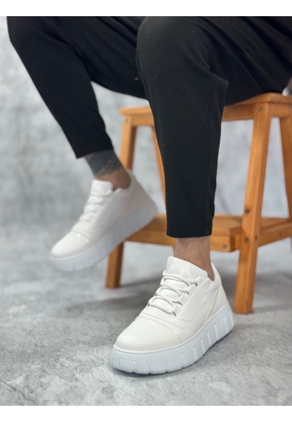 BA0666 BOA Beyaz Yüksek Taban Erkek Günlük Ayakkabı
