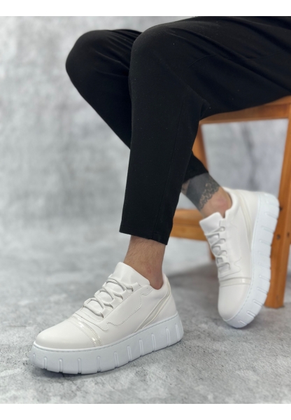 BA0666 BOA Beyaz Yüksek Taban Erkek Günlük Ayakkabı
