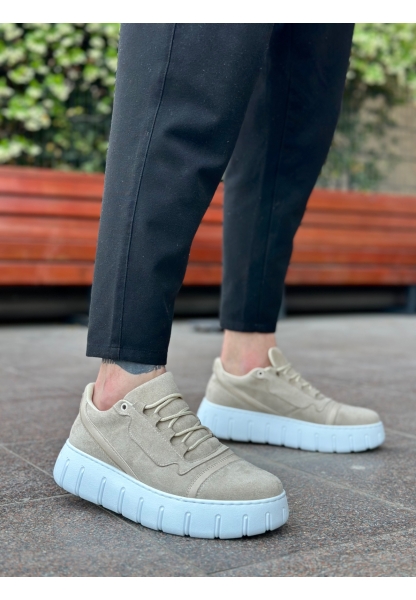 BA0666 BOA Krem Yüksek Taban Erkek Günlük Ayakkabı