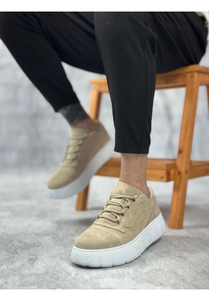 BA0666 BOA Krem Yüksek Taban Erkek Günlük Ayakkabı