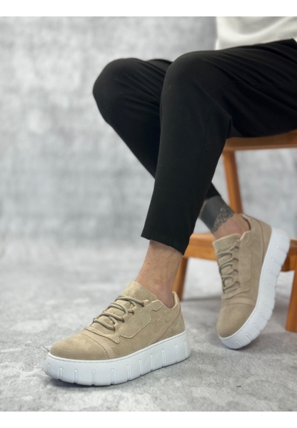 BA0666 BOA Krem Yüksek Taban Erkek Günlük Ayakkabı