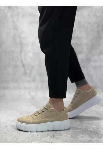 BA0666 BOA Krem Yüksek Taban Erkek Günlük Ayakkabı