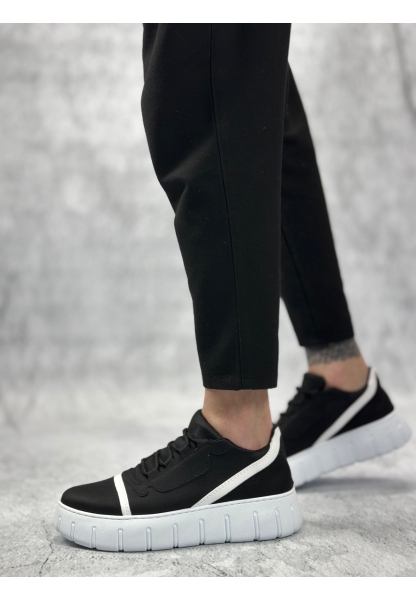 BA0666 BOA Siyah Beyaz Yüksek Taban Erkek Günlük Ayakkabı