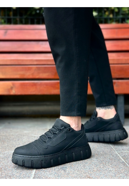 BA0666 BOA Siyah Yüksek Taban Erkek Günlük Ayakkabı