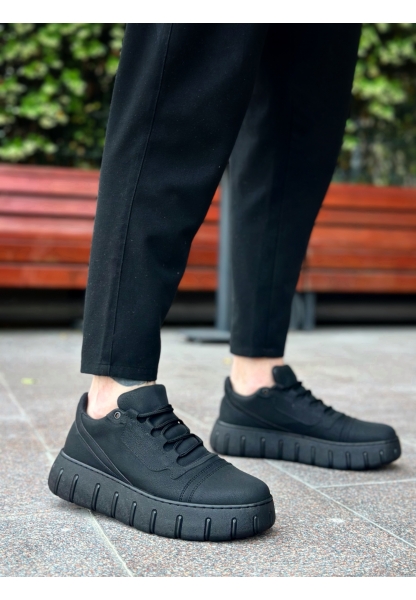 BA0666 BOA Siyah Yüksek Taban Erkek Günlük Ayakkabı