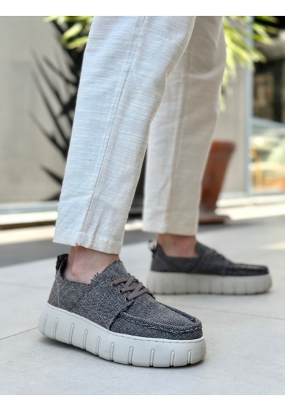 BA0676 BOA Kahverengi Keten Yüksek Taban Erkek Yazlık Ayakkabı