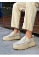 BA0676 BOA Krem Keten Yüksek Taban Erkek Yazlık Ayakkabı
