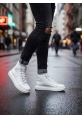 BA0713 Bağcıklı Beyaz Yüksek Taban Erkek Tarz Spor Bot