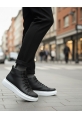 BA0713 Bağcıklı Yüksek Siyah Beyaz Taban Erkek Tarz Spor Bot