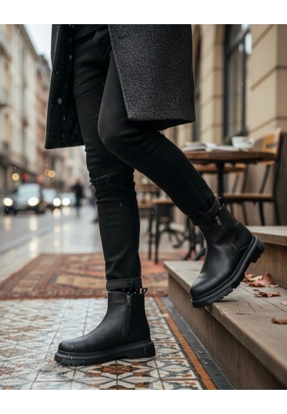 BA0777 Siyah Çift Fermuarlı Erkek Yarım Bilek Bot