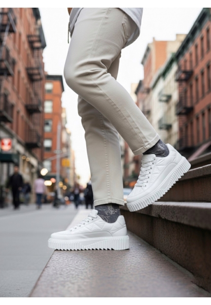BA0801 BOA Beyaz Yüksek Taban Erkek Spor Ayakkabı