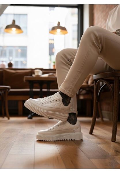 BA0801 BOA Beyaz Yüksek Taban Erkek Spor Ayakkabı