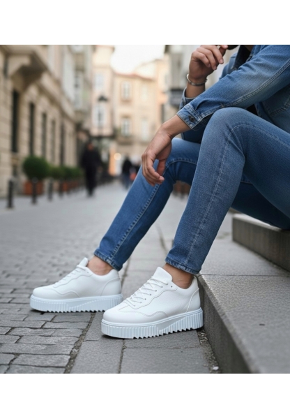 BA0802 BOA Beyaz Renk  Yüksek Taban Erkek Günlük Ayakkabı