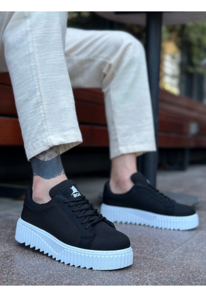 BA0803 BOA Yüksek Taban Triko Siyah Erkek Ayakkabı