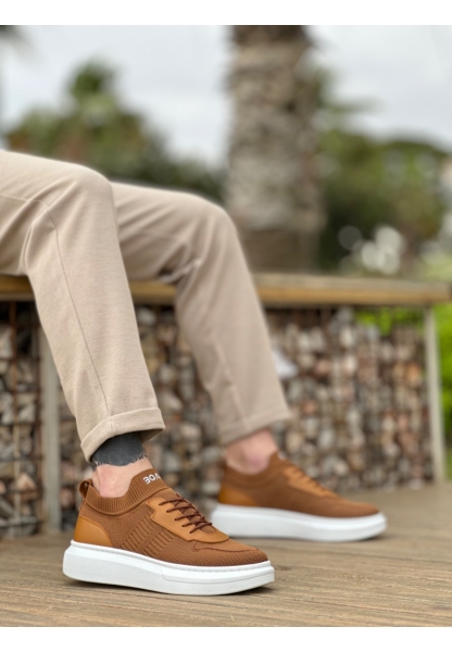 BA0812 Özel Örme Triko Tarz Taba Renk Spor Ayakkabı 