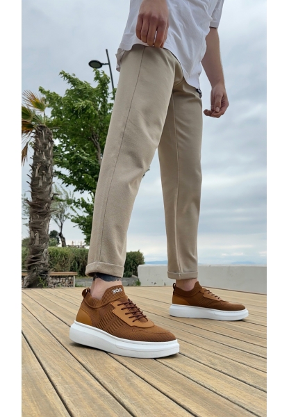 BA0812 Özel Örme Triko Tarz Taba Renk Spor Ayakkabı 