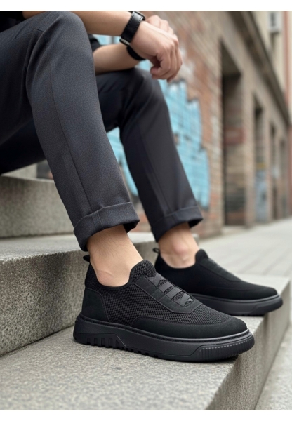 BA0911 Özel Örme Triko Deri Tozu Detaylı Günlük Spor Ayakkabı 