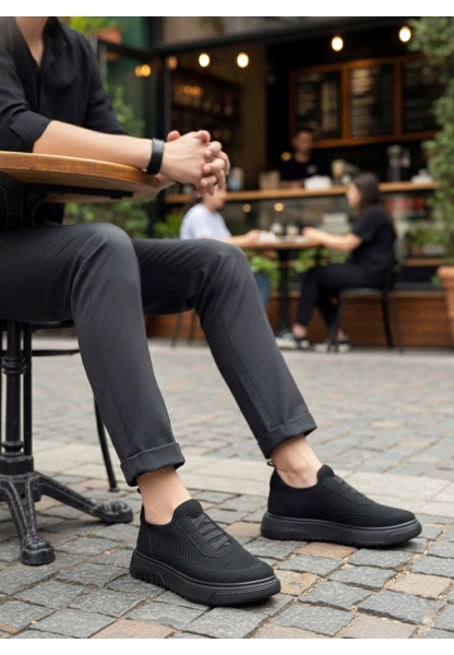 BA0911 Özel Örme Triko Deri Tozu Detaylı Günlük Spor Ayakkabı 