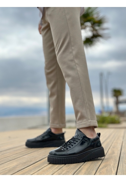 BA8104 BOA Yüksek Taban Rugan Siyah Bağcıklı Erkek Ayakkabı