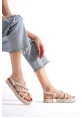 Bodrum Platform Kadın Halat Sandalet-Krem